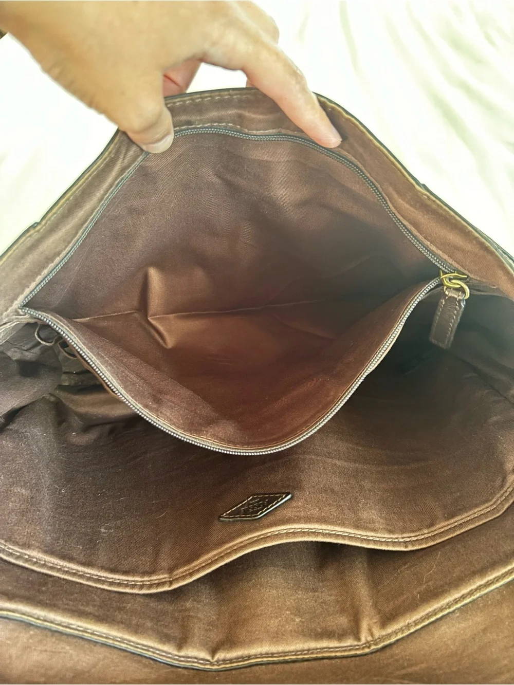 Fossil Dark Brown Leather Messenger Bag with Adjustable Strap
